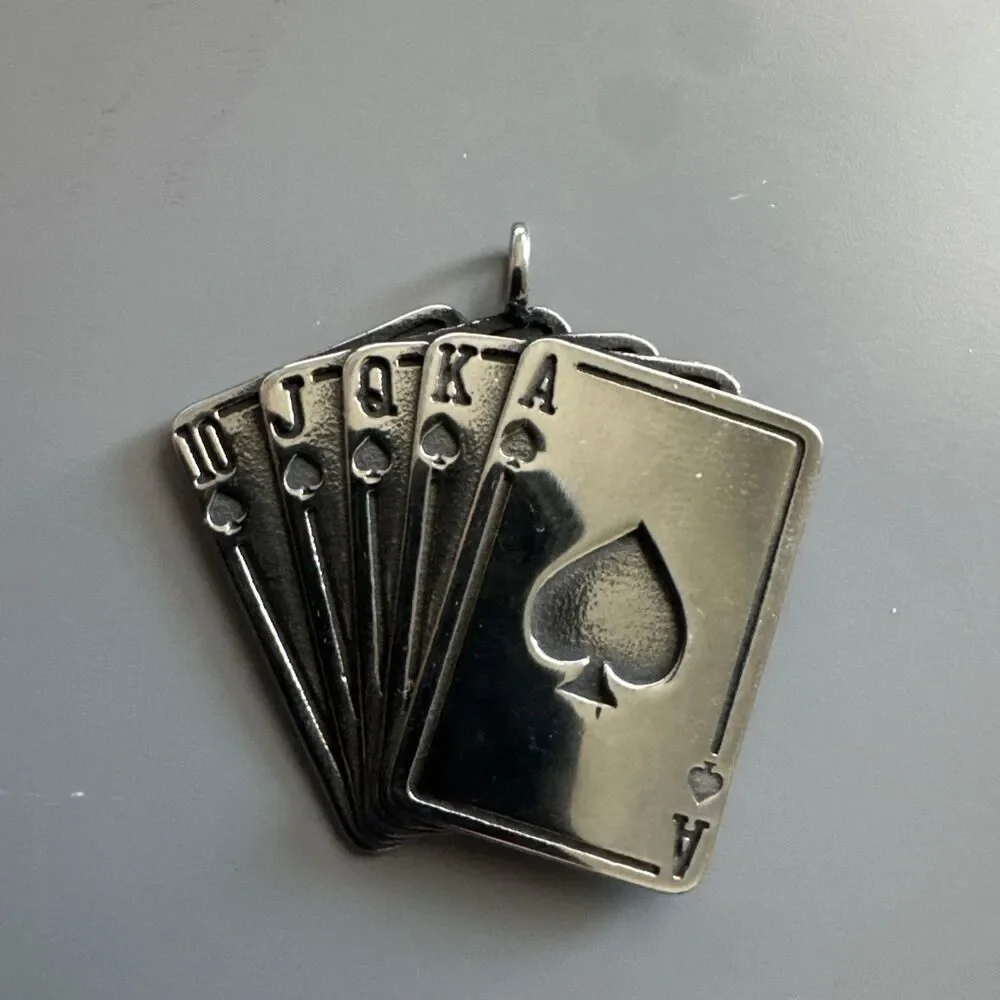 Deck Of Cards Stainless Steel Pendant 24” Chain Poker Blackjack Casino Gambling